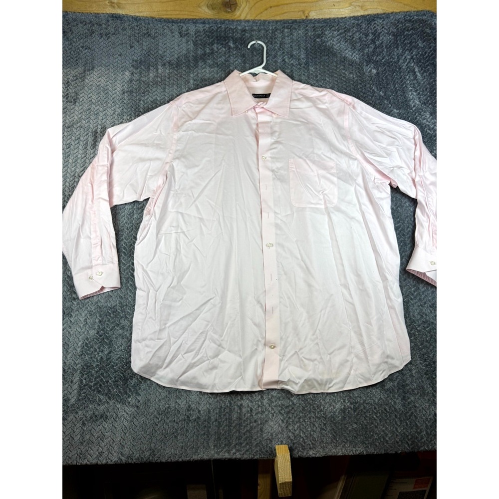 Rochester Non Iron Dress Shirt Mens 18.5 36/37 Pink Egyptian Cotton Formal